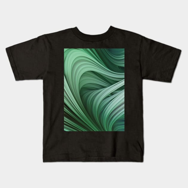 Stranded Strain. Emerald Green Abstract Art Strands Kids T-Shirt by love-fi